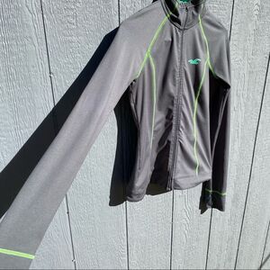 Hollister California Athletic Grey and Green Zip Up Jacket